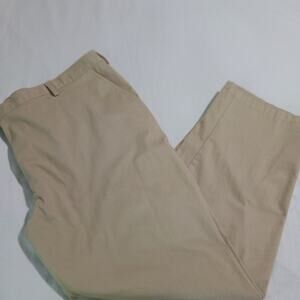 Lands' End Outfitters W22 Khaki flat front elastic back casual slacks pants